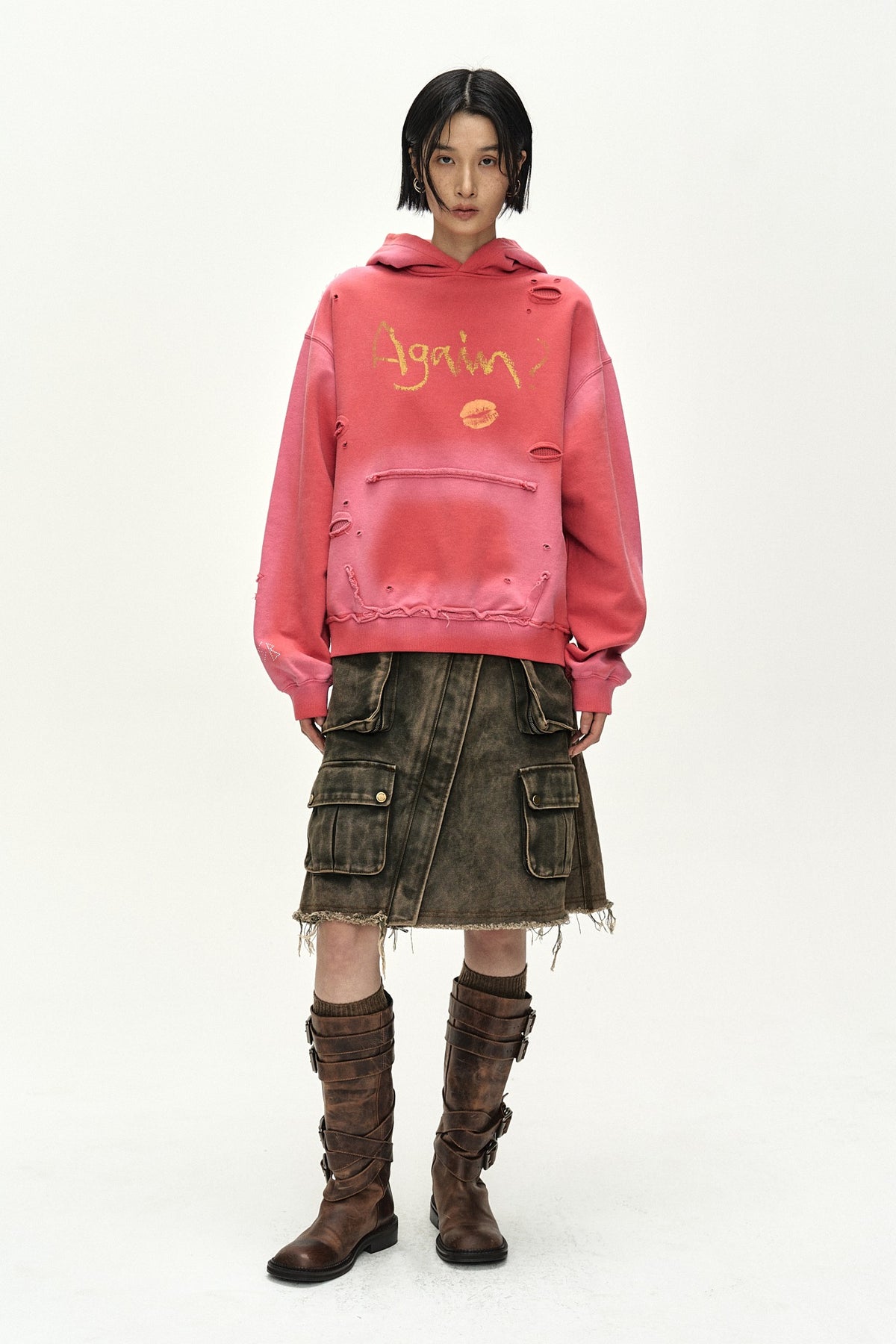 Andersson Bell (Essential) Unisex Spray Washed Again Lip Hoodie