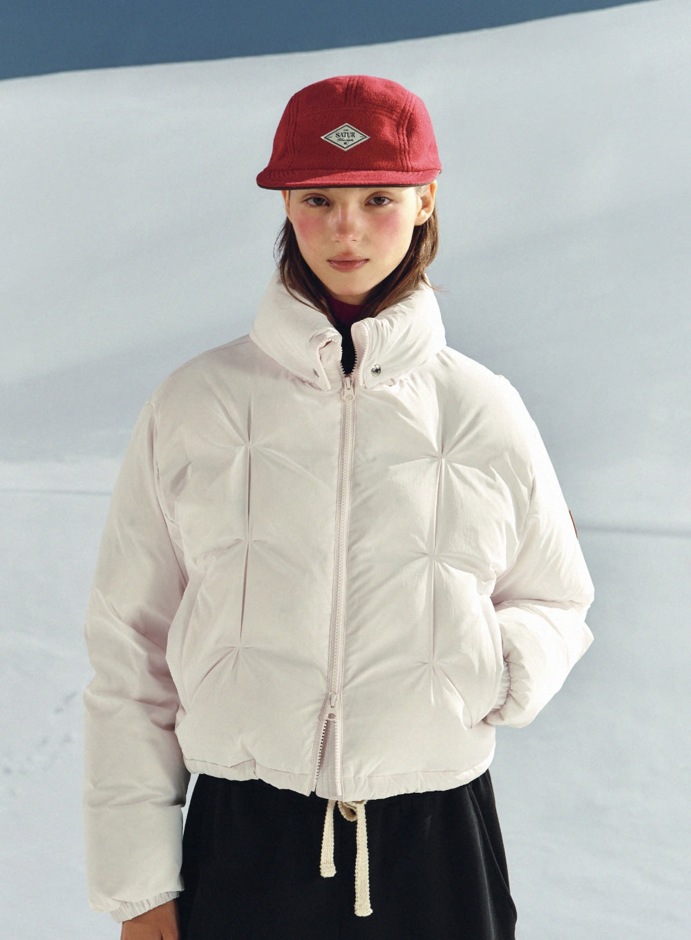 [satur] (W) Orta 2-Way Collar Duck Down Padding - Light Pink