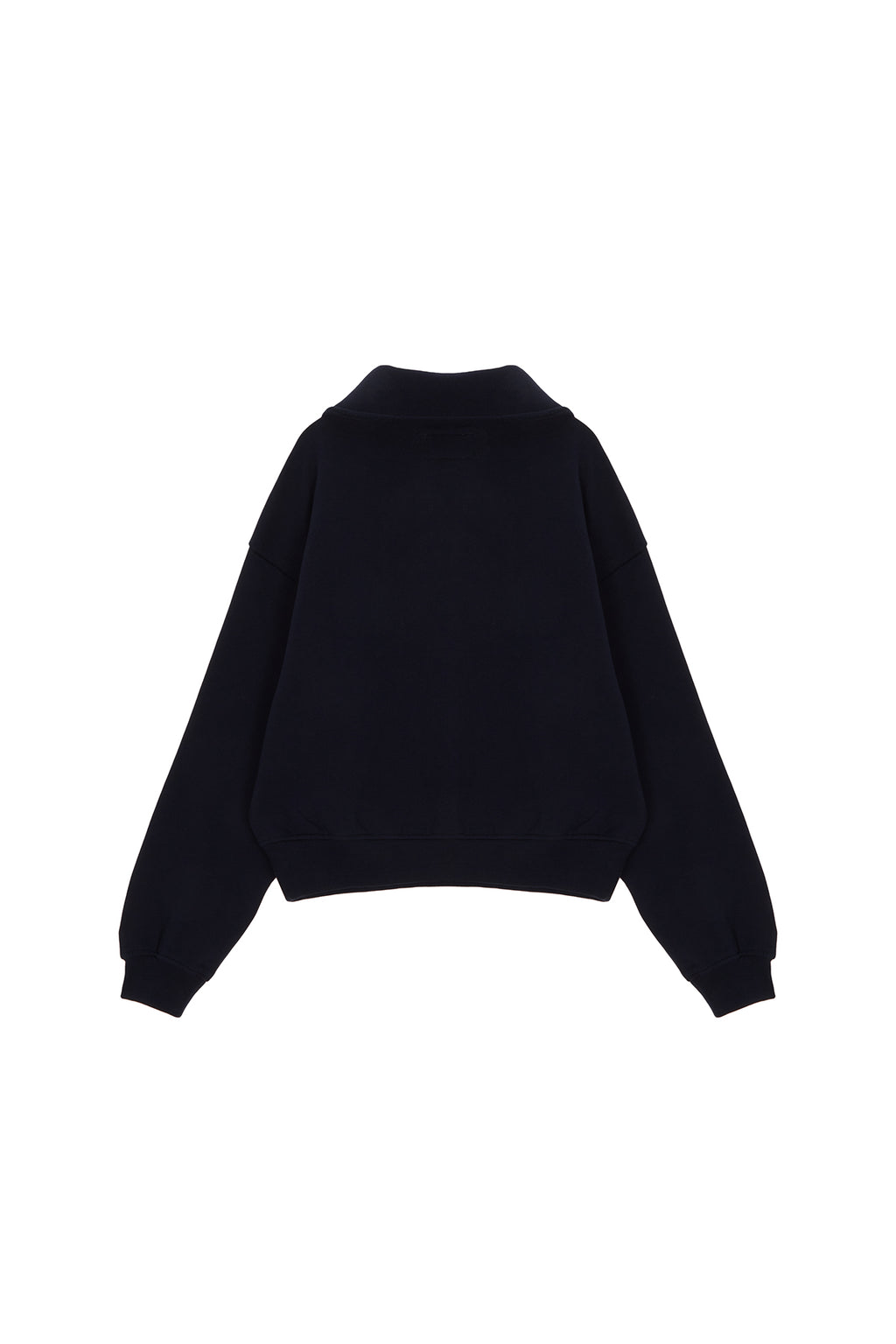 [matinkim] CUTTED LOGO HALF ZIP SWEATSHIRT IN NAVY