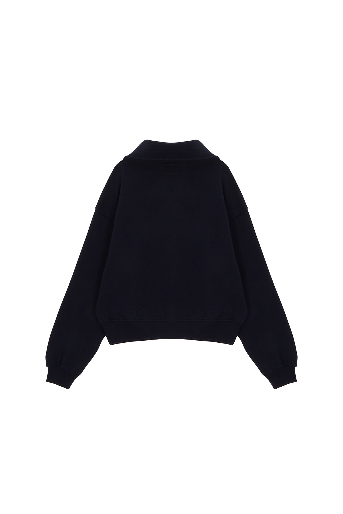 [matinkim] CUTTED LOGO HALF ZIP SWEATSHIRT IN NAVY