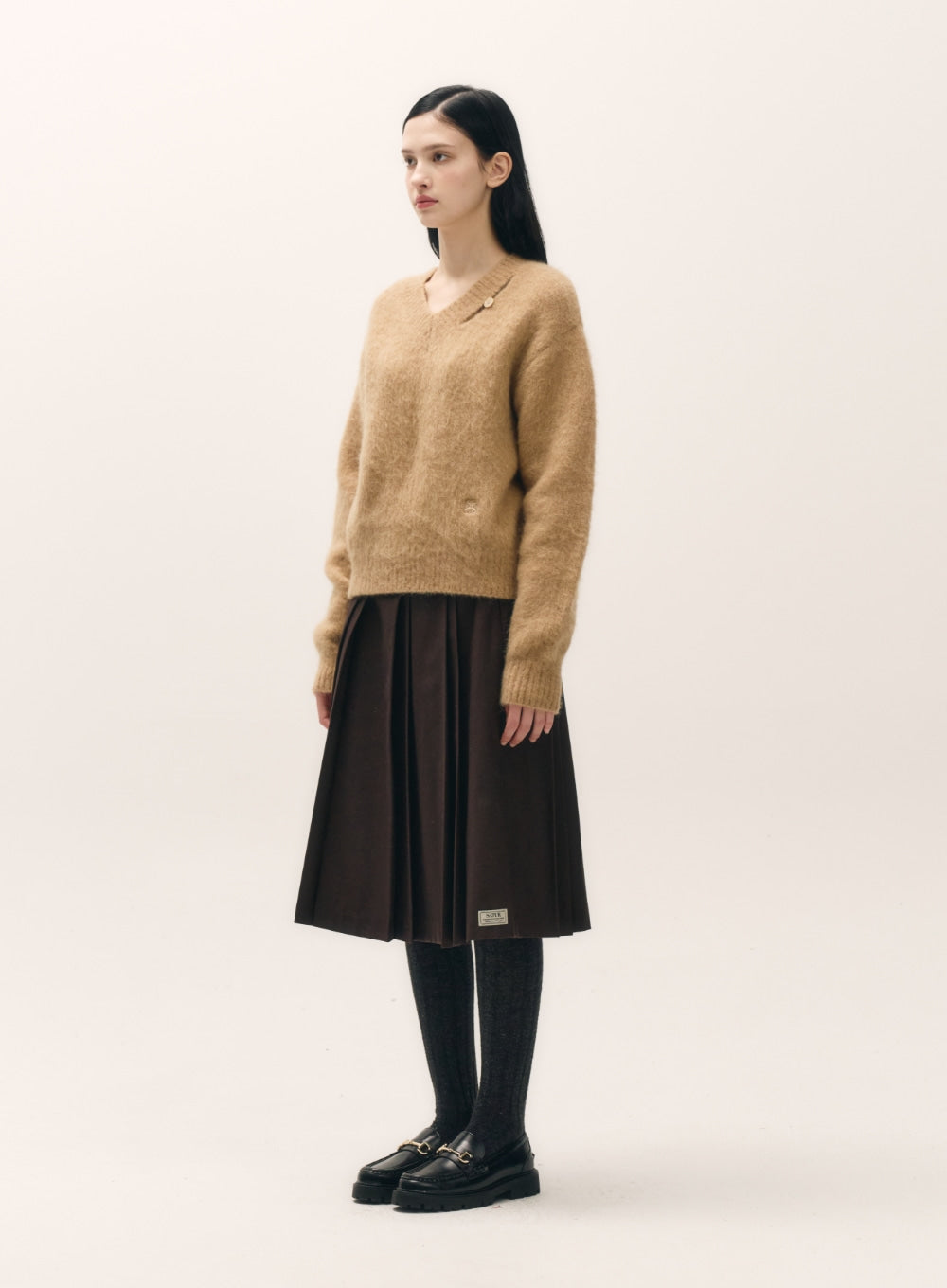 [satur] (W) Essen Two Tone Mohair Blend Knit - Heritage Brown