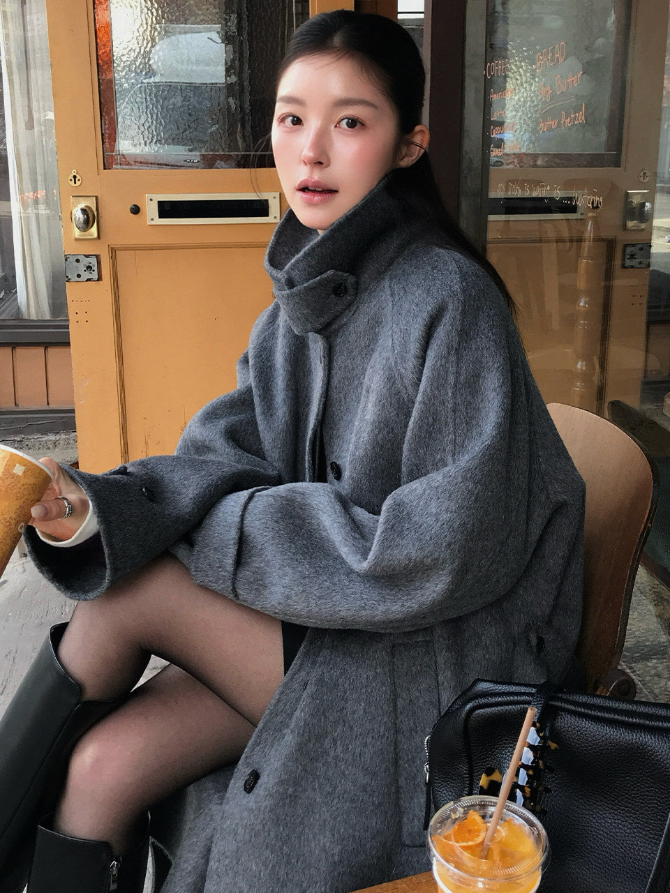 Tillidie Wool 100 Handmade Quilting Coat Charcoal