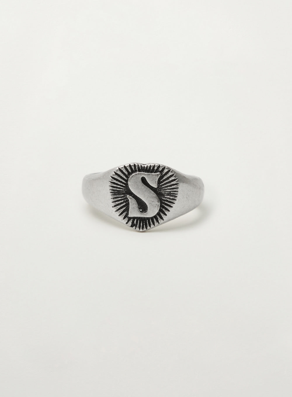 [SATUR] S Logo Heart Signet Ring - Silver