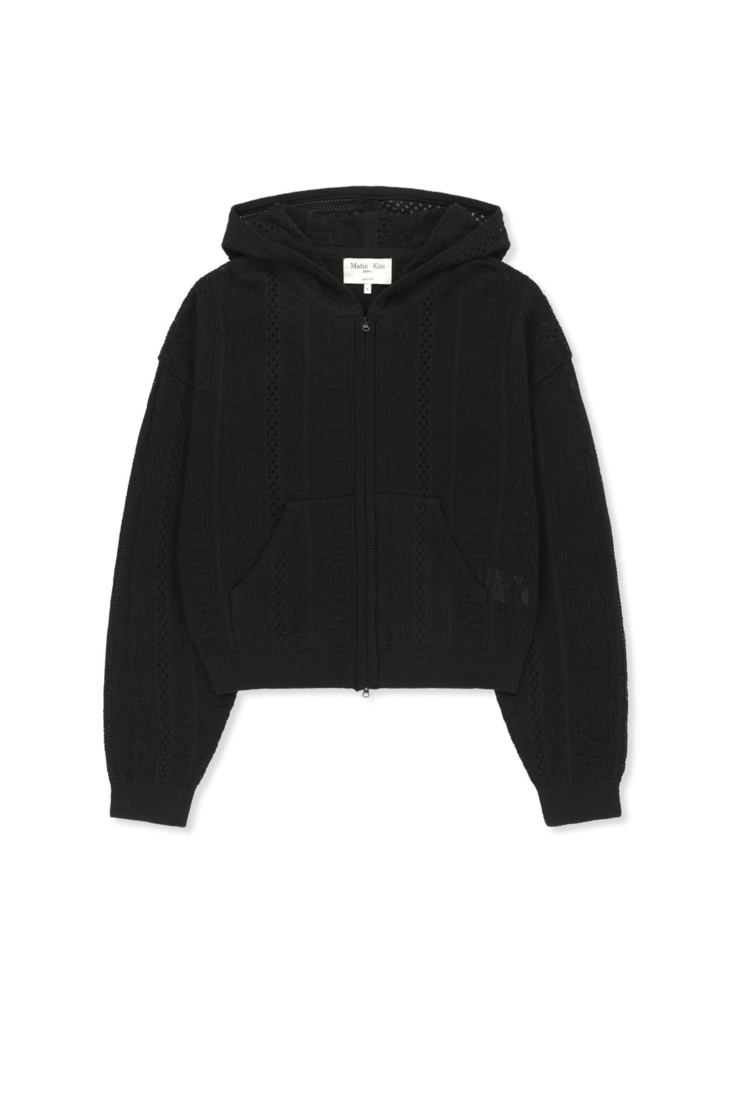 Matinkim Mesh Logo Knit Hoody Zip UP IN Black
