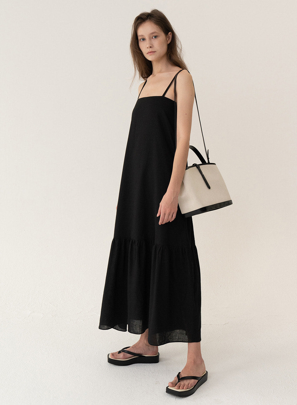 Kindersalmon Leather-Trimmed Canvas Crossbody Ecru