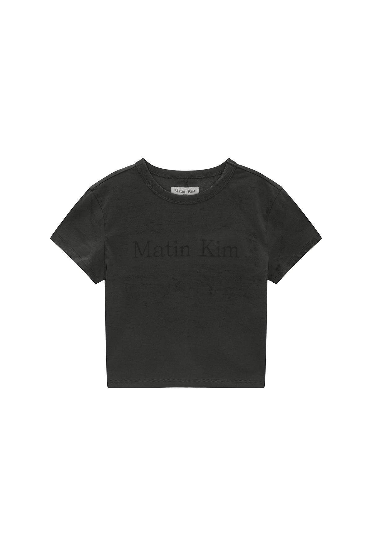 Matinkim Stencil Printing Logo Crop Top IN Charcoal