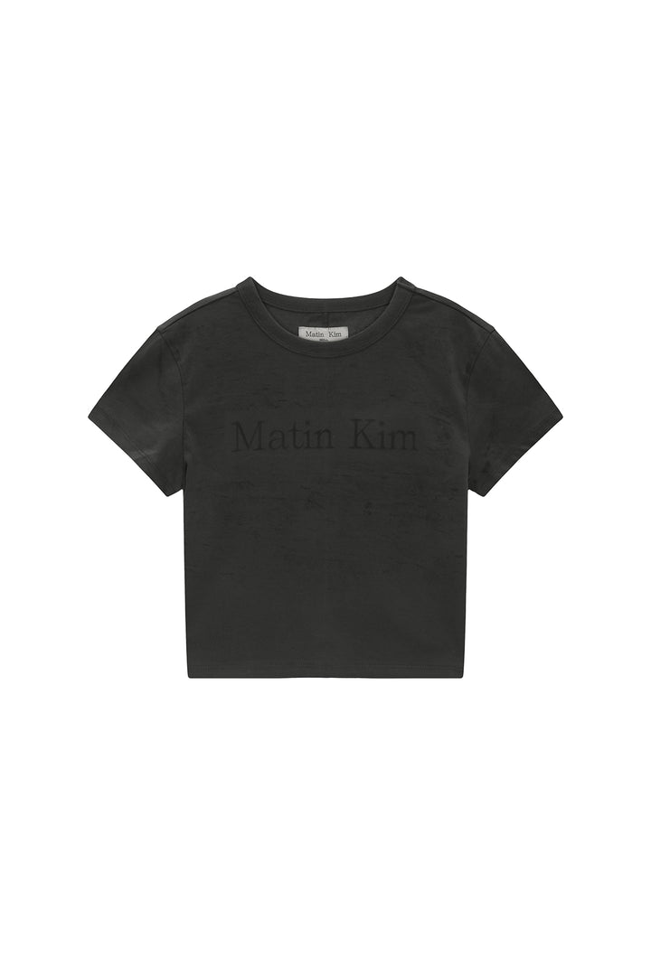 Matinkim Stencil Printing Logo Crop Top IN Charcoal