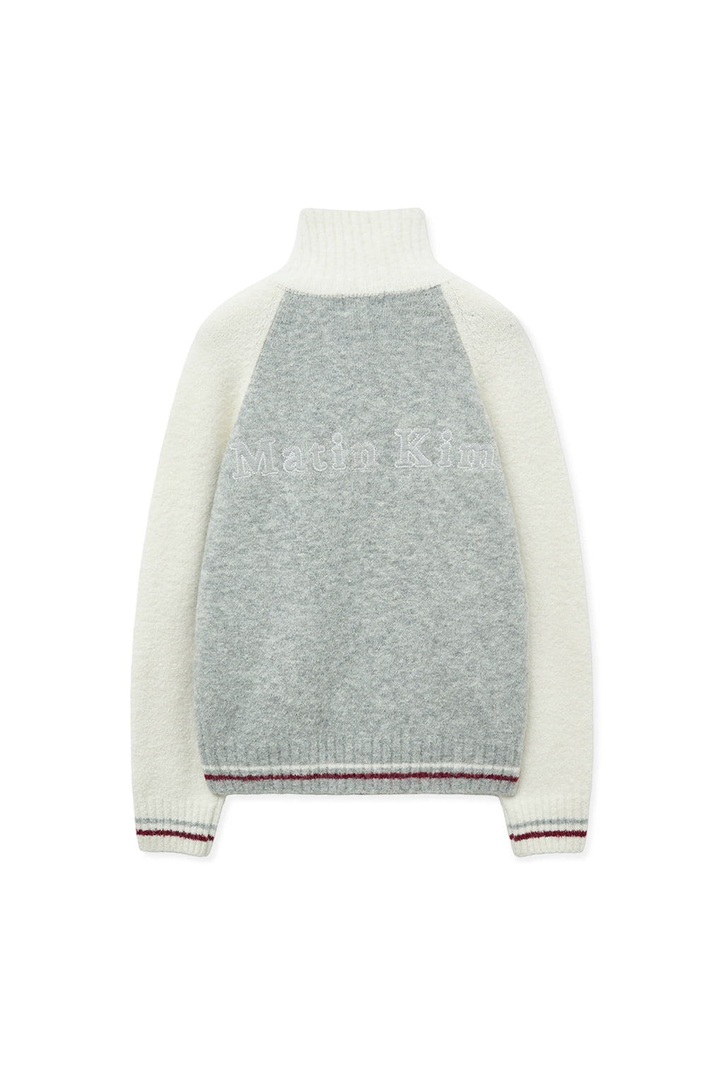 [matinkim] HIGH NECK RAGLAN KNIT ZIP UP FOR WOMEN IN IVORY
