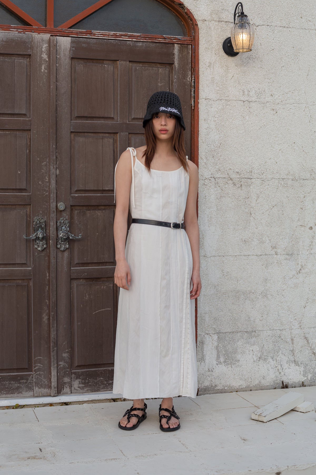 [matinkim] HOOK AND EYE LAYERED LONG DRESS IN IVORY