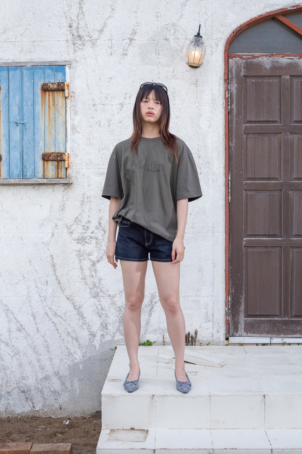 Matinkim Stitch Point Denim Shorts IN Black