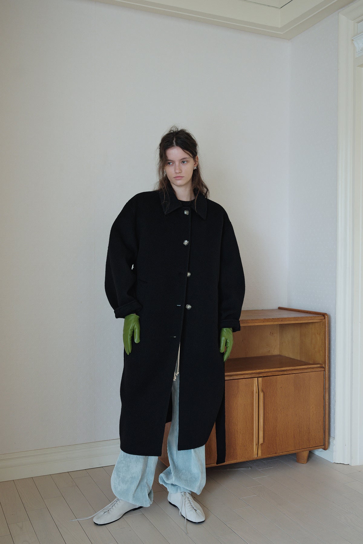 Overdueflair Quilted Lining Handmade Alpaca Coat Black