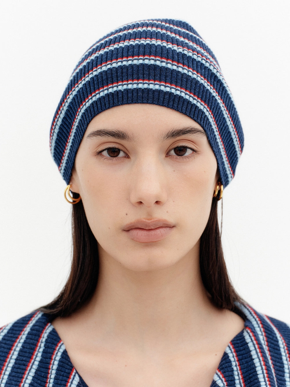 EENK Striped Knit Beanie - Navy
