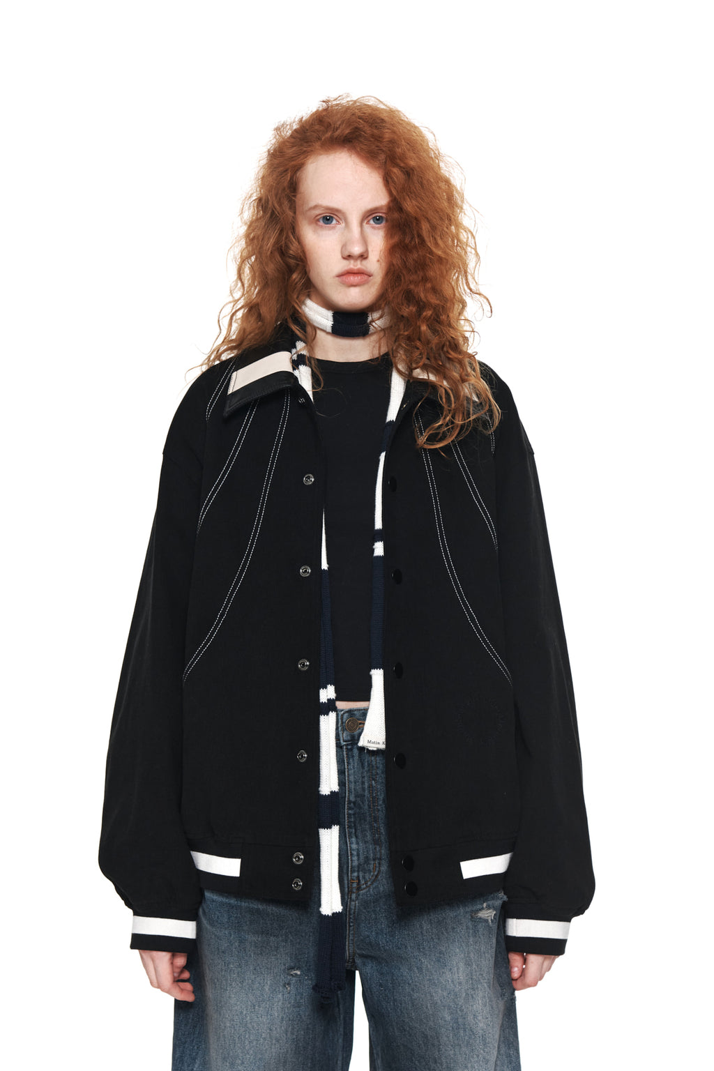 Matinkim Stitch Varsity Jumper IN Black