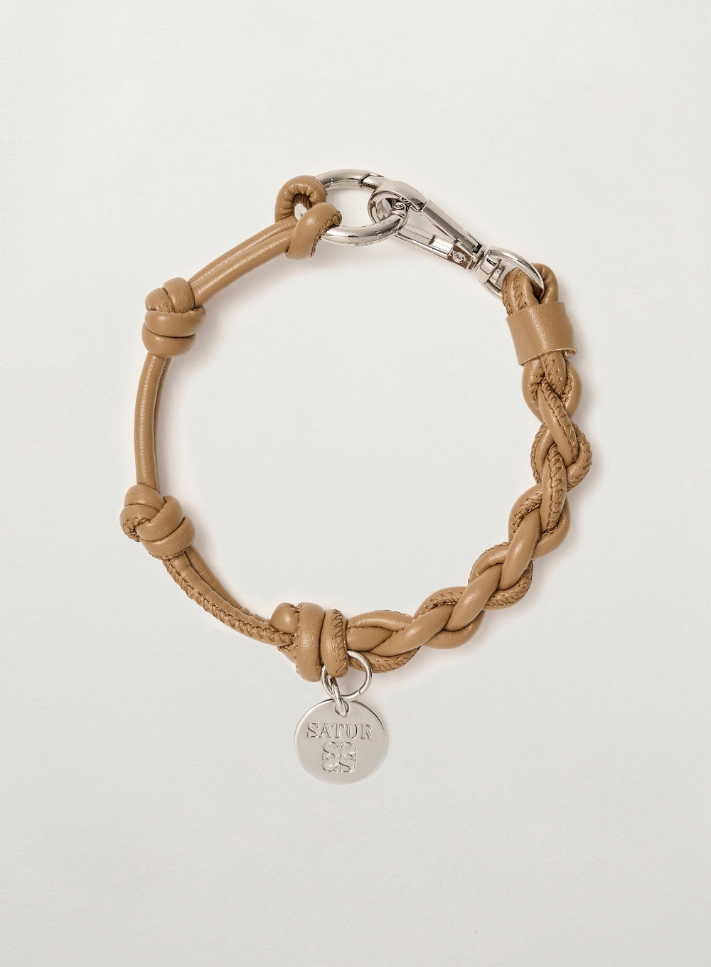 [satur] Synthetic Leather String Keyring - Brown