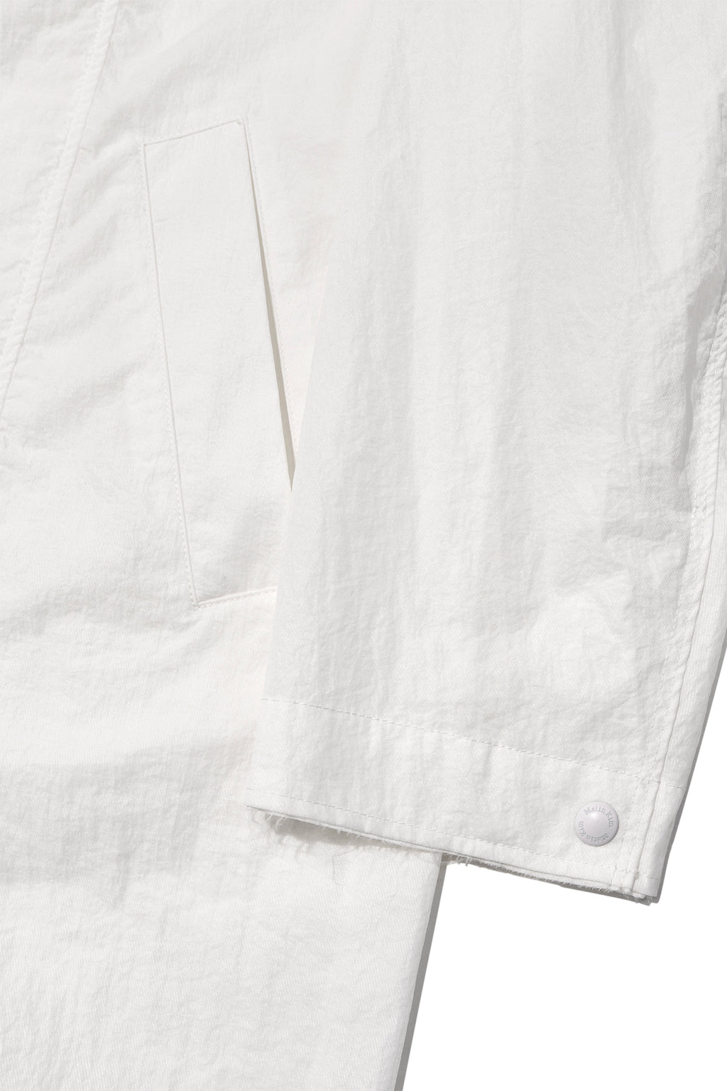 [matinkim] BACK LOGO POINT NYLON LONG COAT FOR MEN IN WHITE
