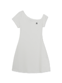 Mlb Women's Basic Off Shoulder Shirring Ribbed Dress