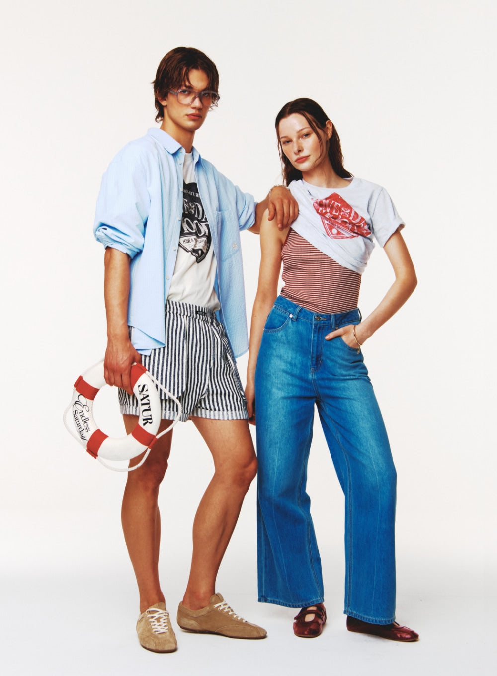 [satur] Seersucker Basic Pocket Shirt - Light Blue