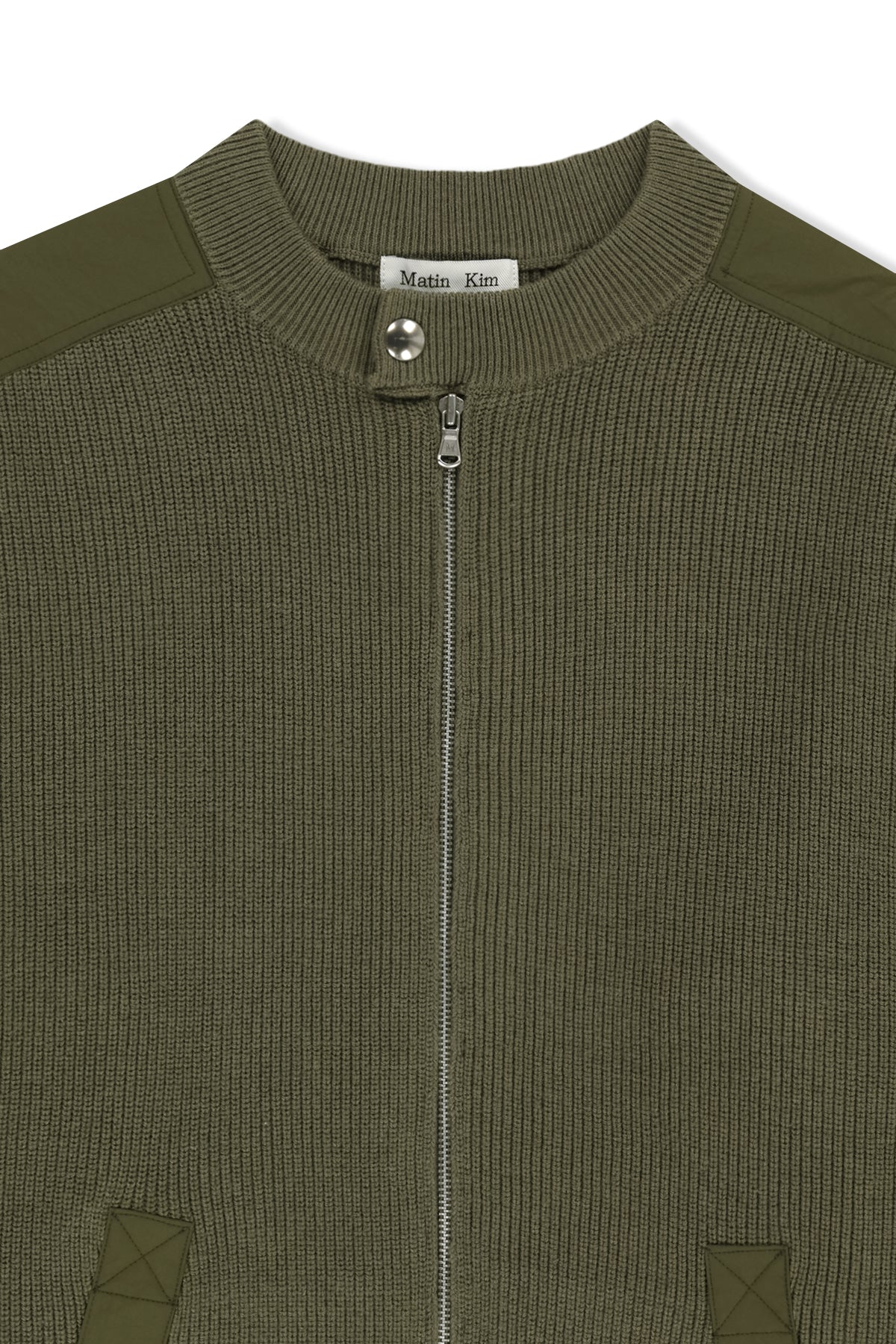 Matinkim Patch Detail Knit Zip UP For Men IN Khaki