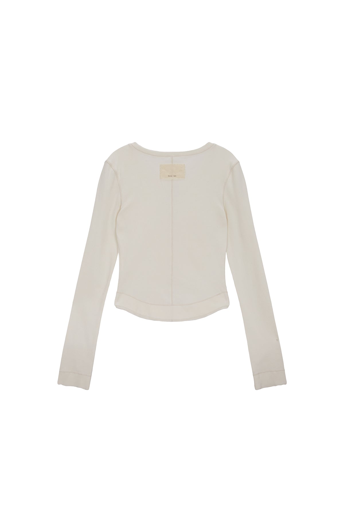 [matinkim] APPLIQUE LOGO HENLY NECK SLIM TOP IN IVORY