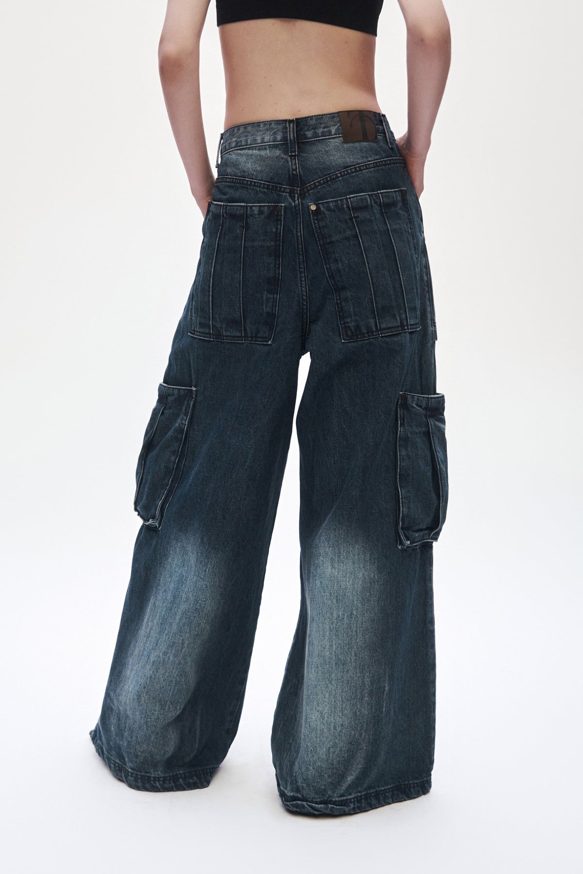 Treemingbird Denim Cargo Pants Deep Blue