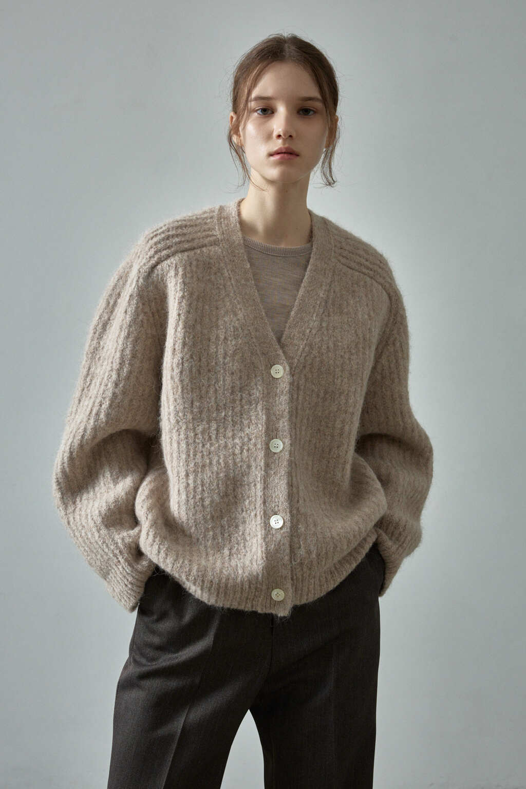 Facade Pattern Alpaca Cloud Cardigan oatmeal