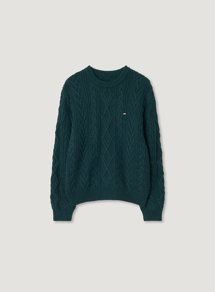 Mango Maniplease Doll Cable Knit Deep Green