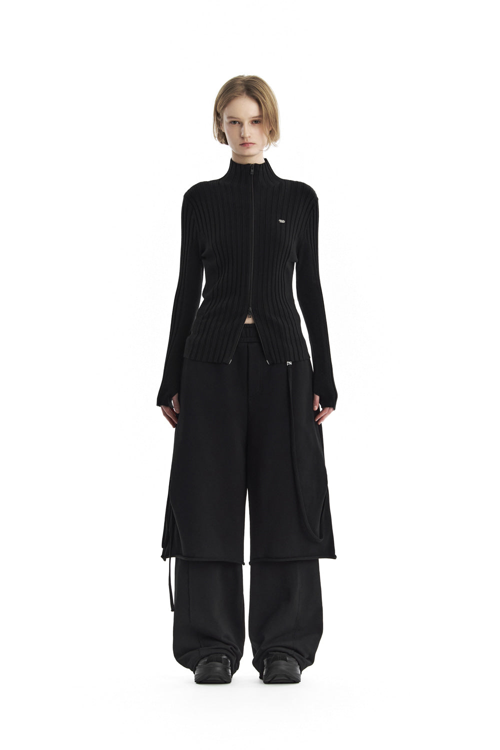 Treemingbird Tmb High-Neck Knit Zip-Up Cardigan Black