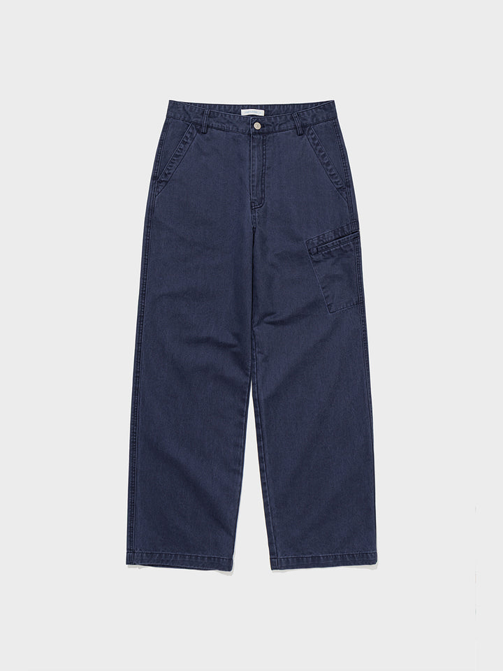 Low Classic Washed Cotton Utility Pants Navy Blue