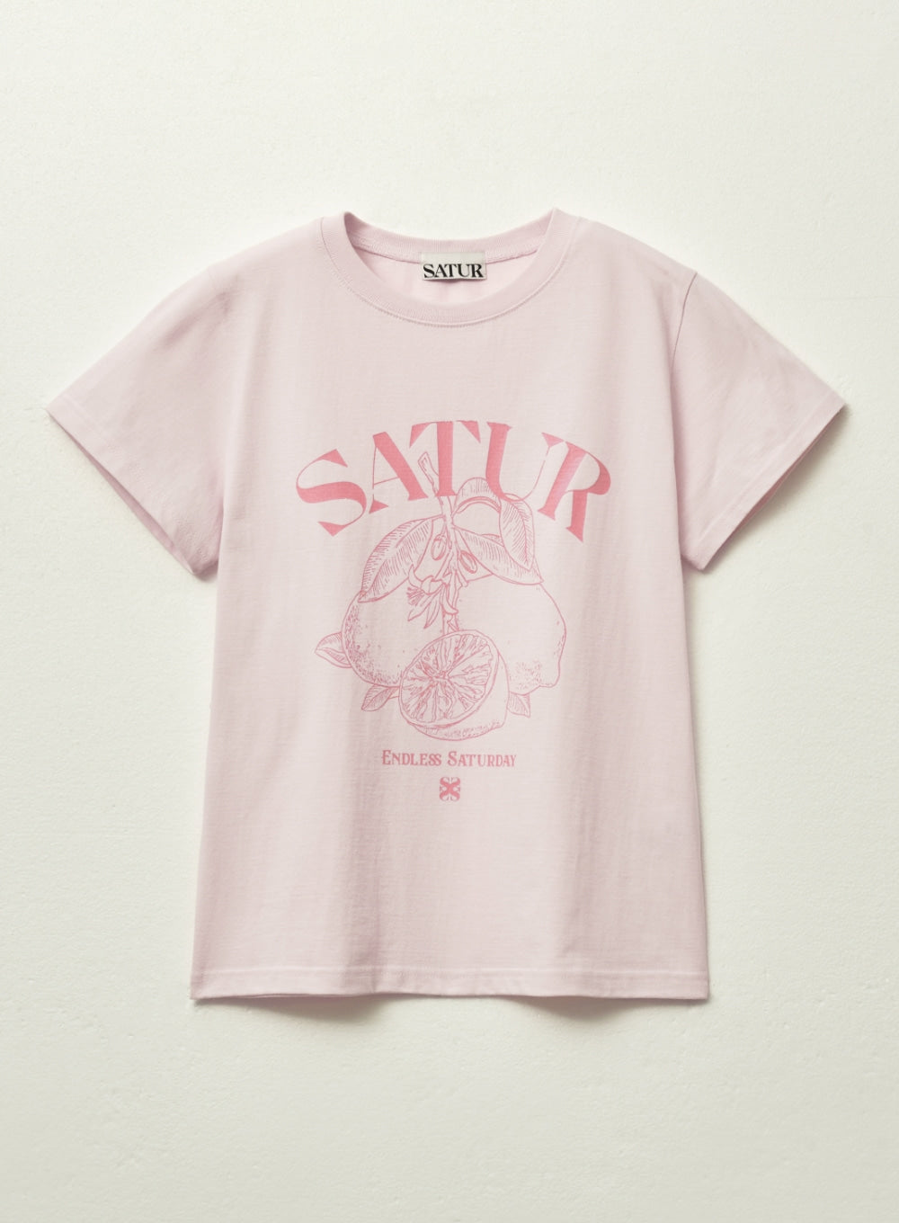 [satur] (W) Capri Citron Drawing Summer Graphic T-Shirt - Light Pink