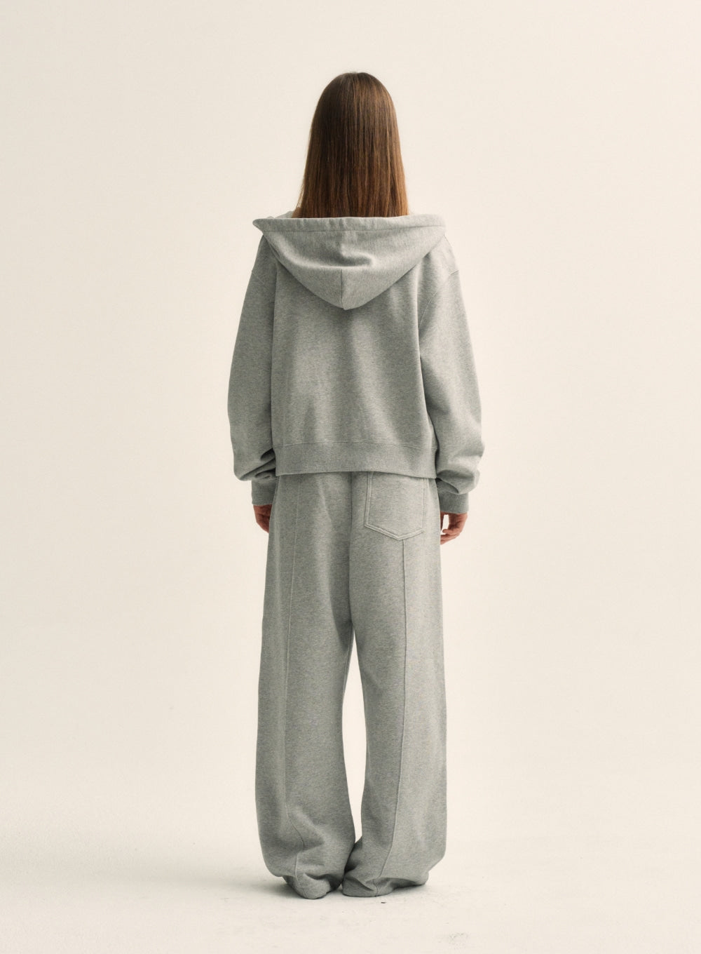 [satur] (W) Teo Cotton All Day Hood Zip-Up - Melange Gray