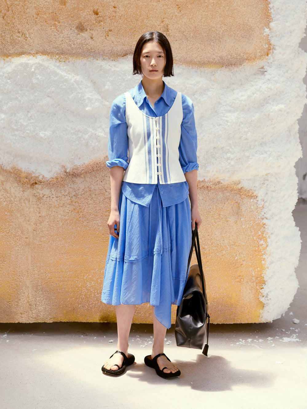[Low Classic] Drawstring Drape Skirt_Blue