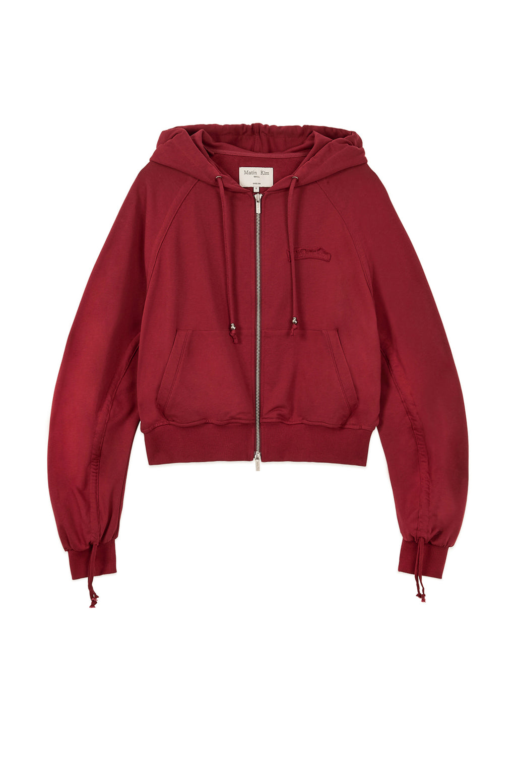 Matinkim Sleeve String Detail Hoody Zip UP IN Red