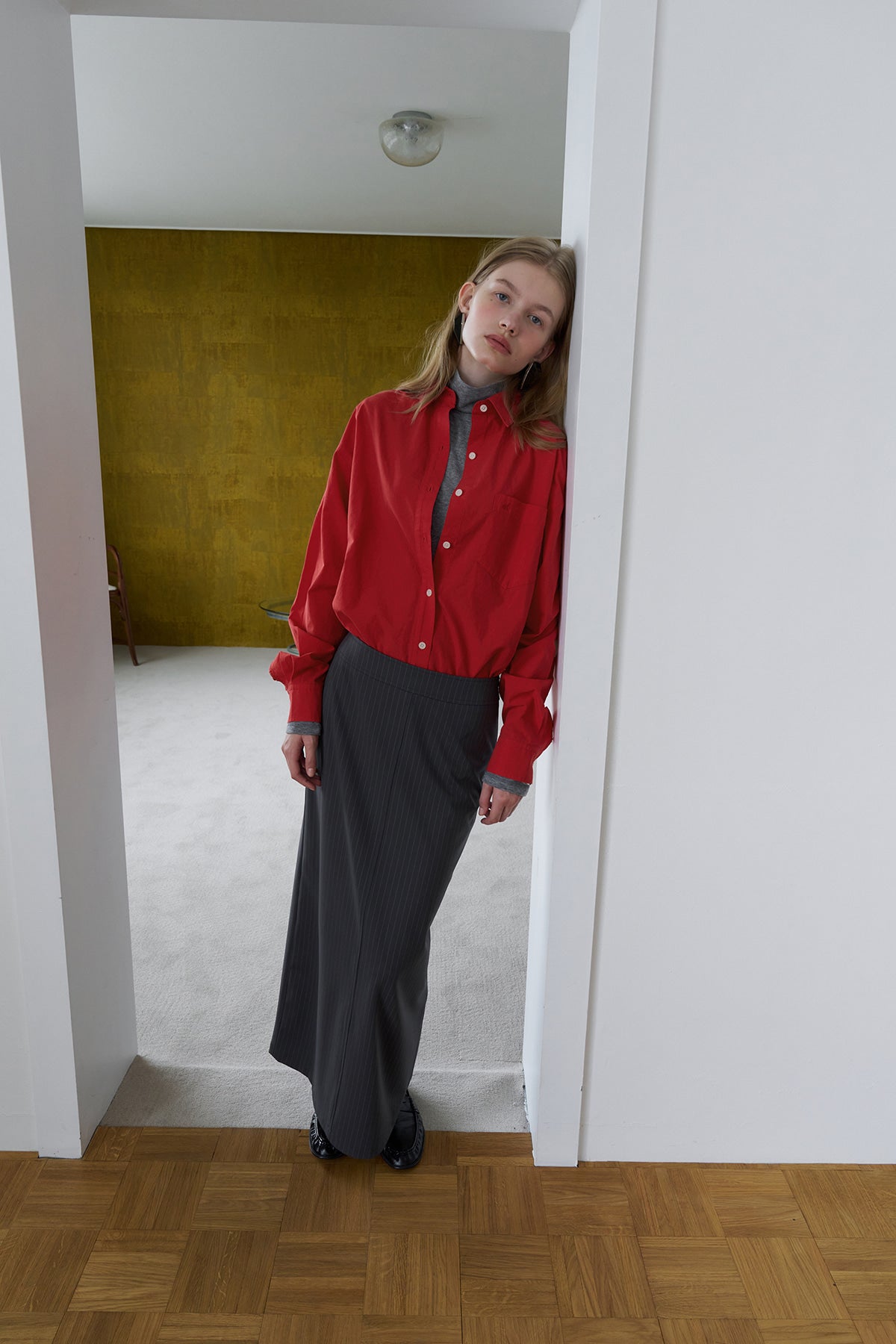 Overdueflair Essential Bio-Washed Cotton Shirt Red