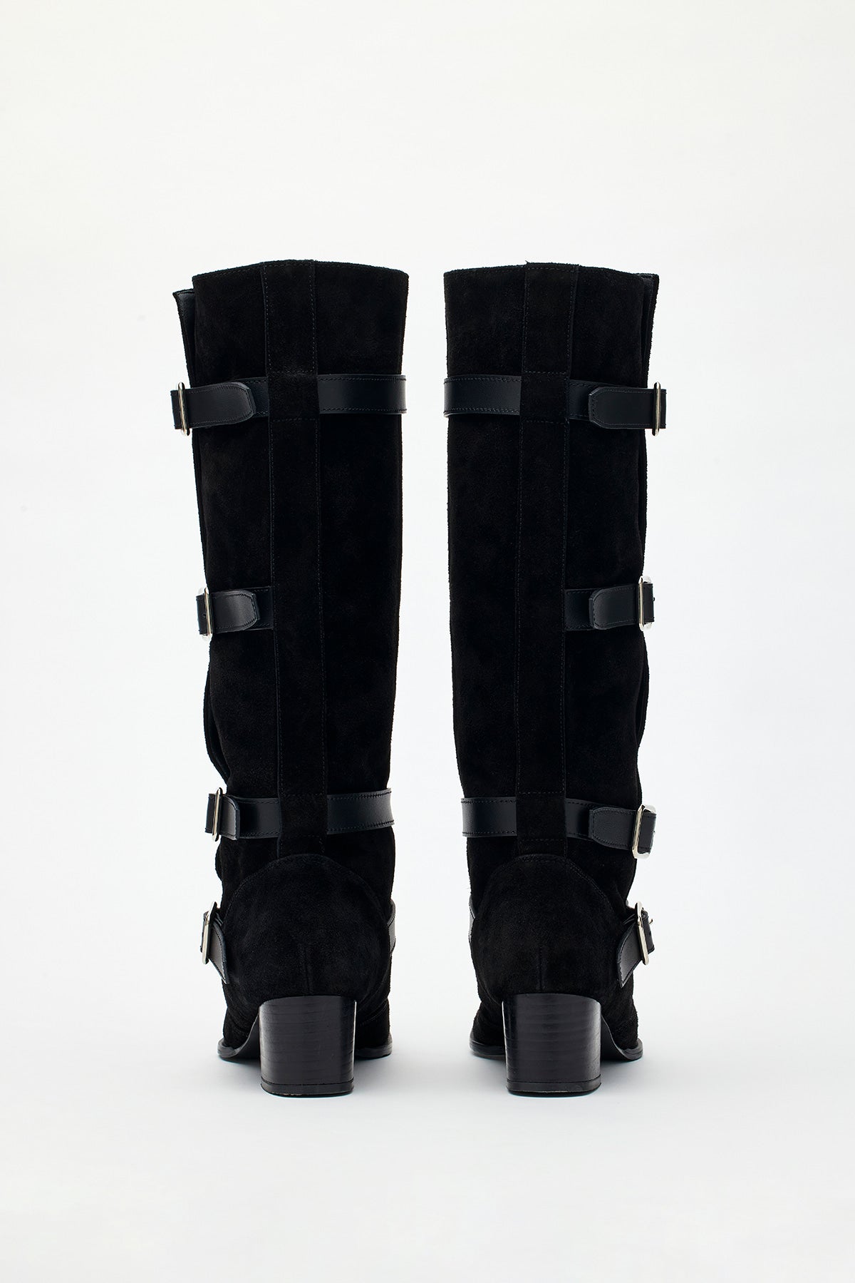 Matinkim Suede Buckle Long Boots IN Black