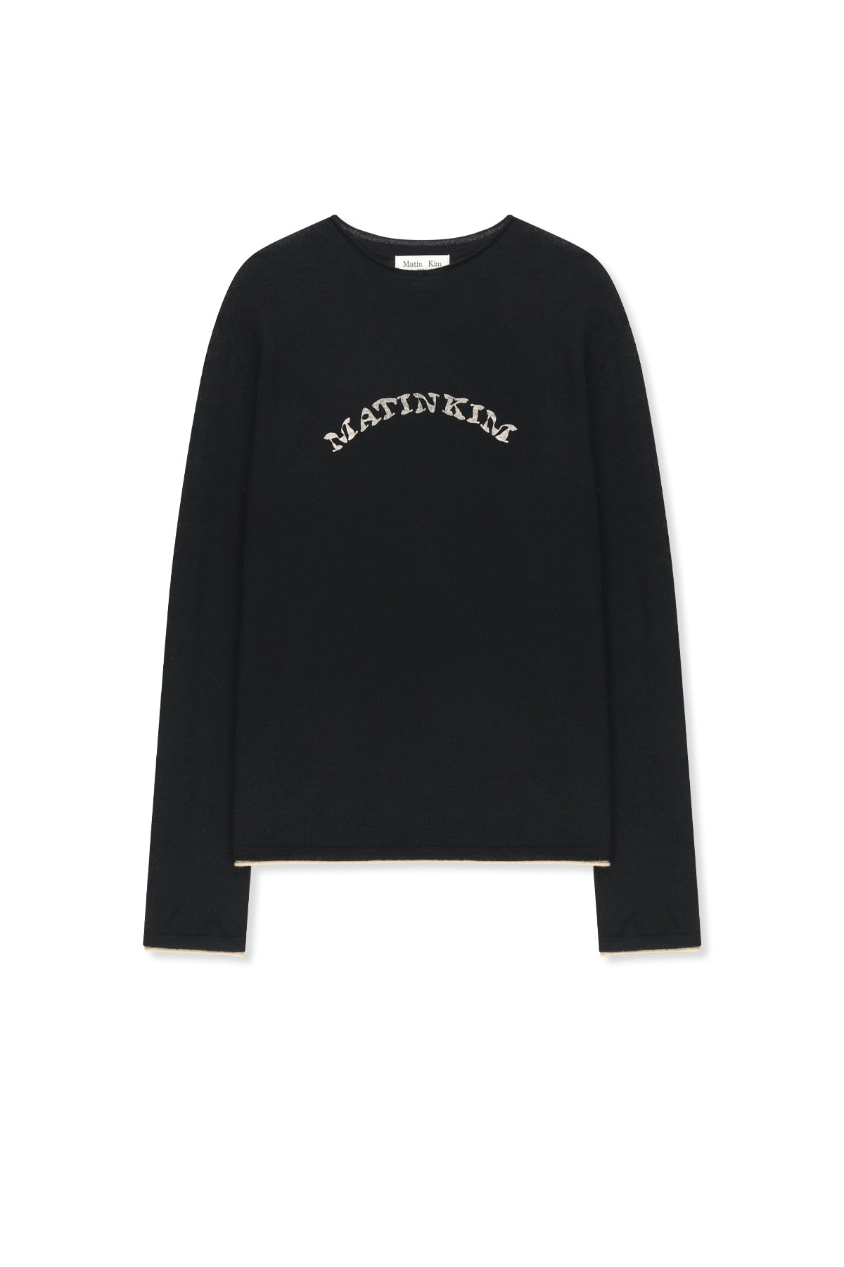 Matinkim Matin Sleeve Graphic Sheer Knit Pullover IN Black