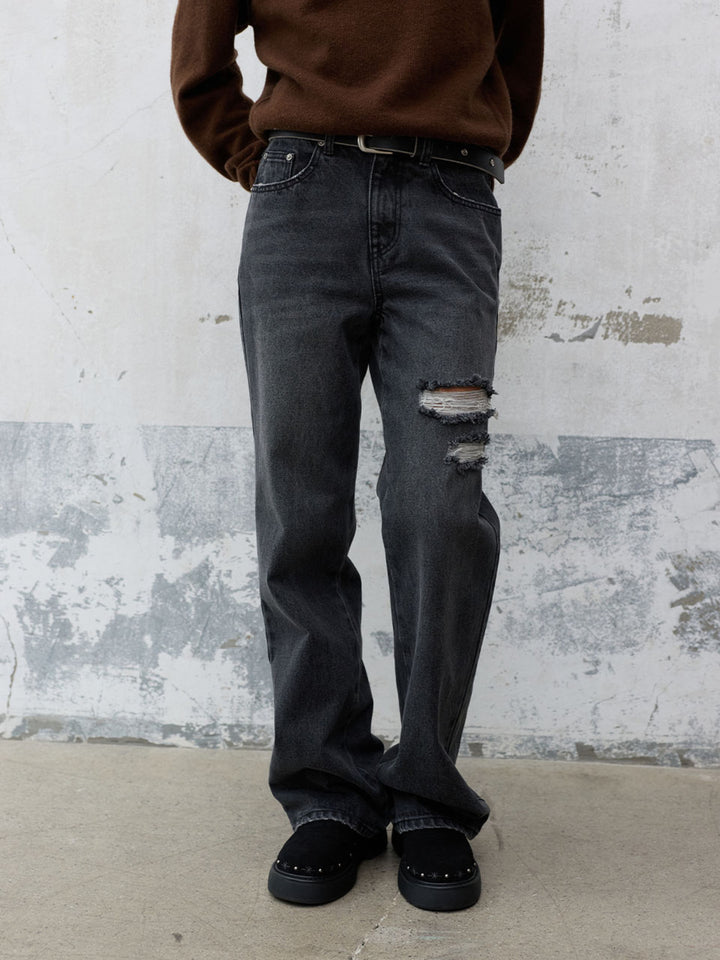 Raive Damage Detail Washing Denim Pants