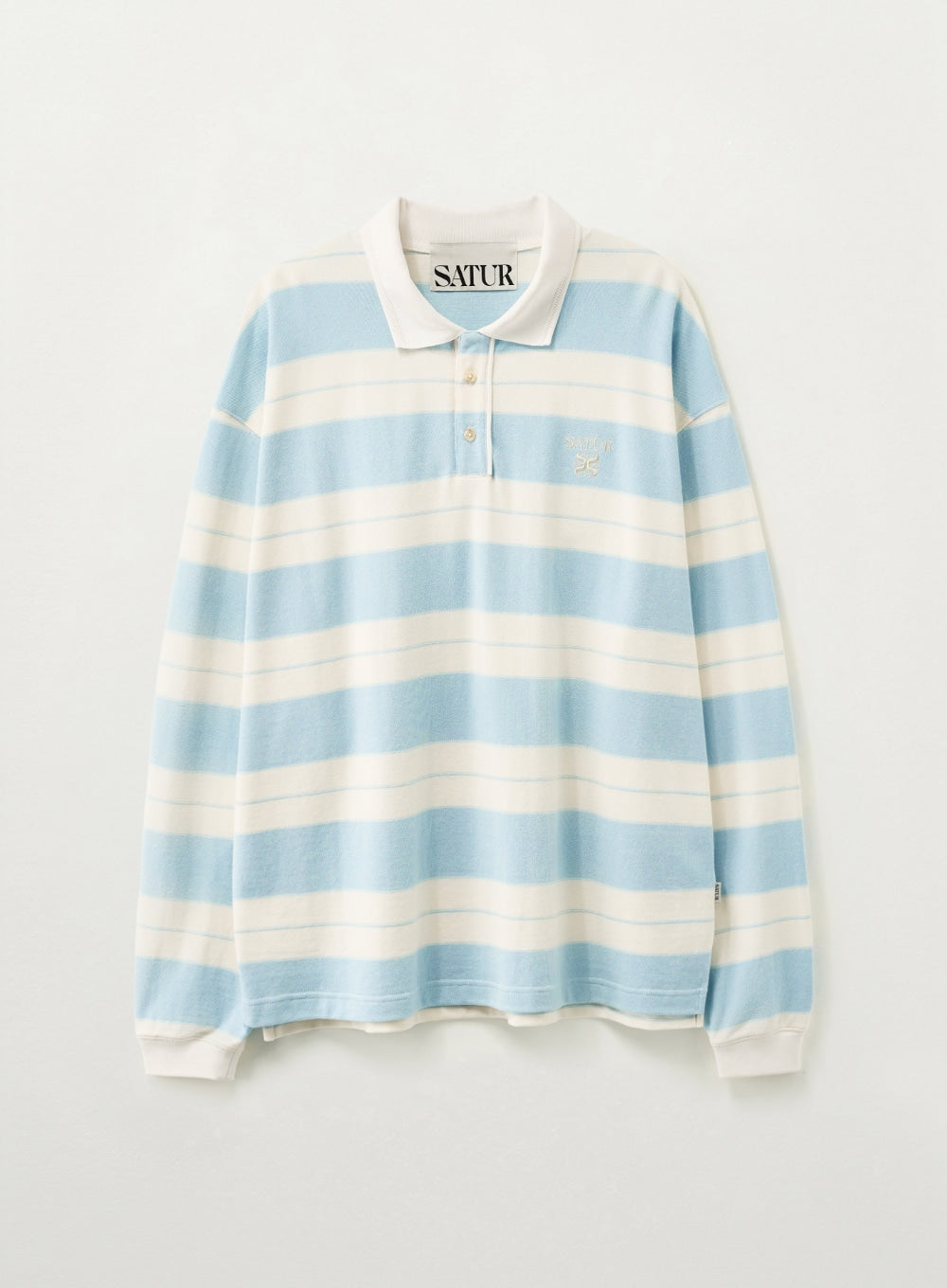 [SATUR] Apero Stripe Pique Long Sleeve - Sky Blue