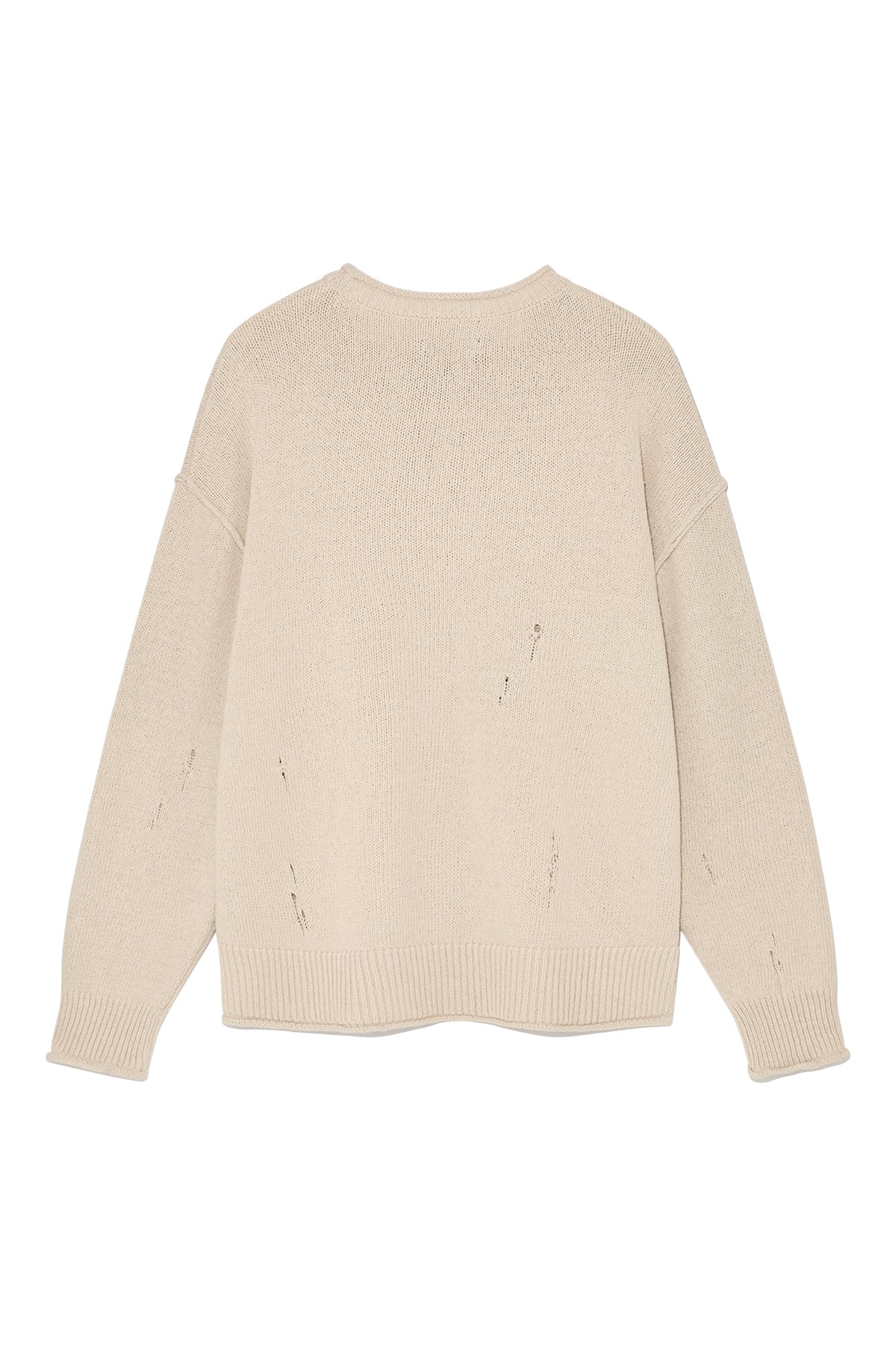 [matinkim] CRACK LOGO VINTAGE KNIT PULLOVER FOR MEN IN BEIGE