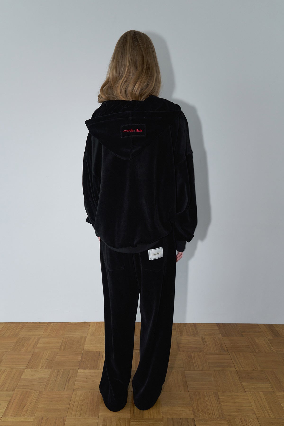 Overdueflair Velvet Banded Wide Pants Black