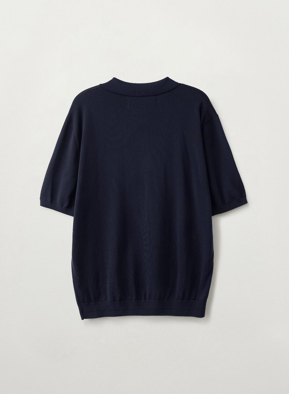 Satur Classic Collar Half Knit - Navy