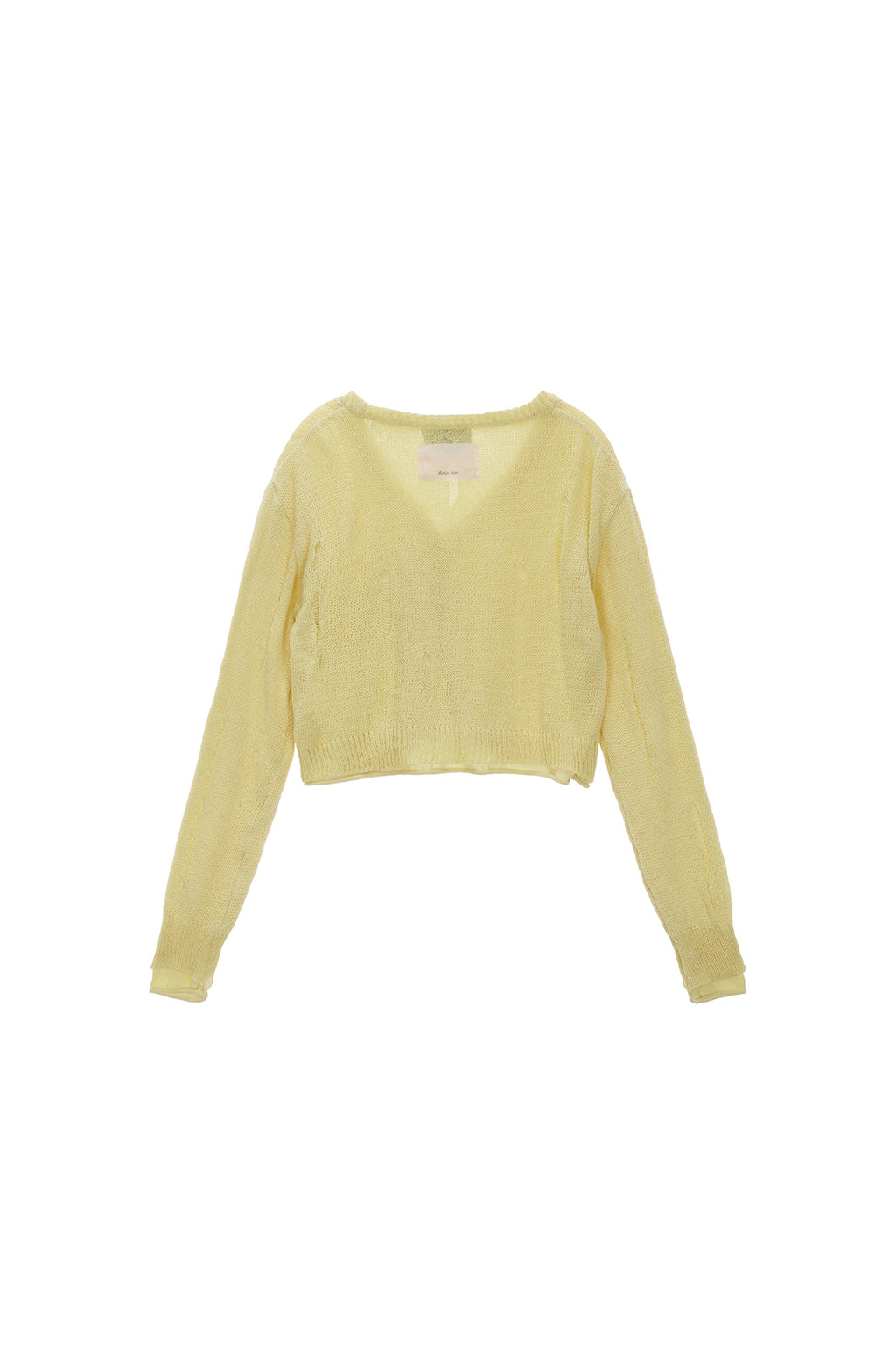 Matinkim Layered Damage Crop Cardigan IN Light Yellow