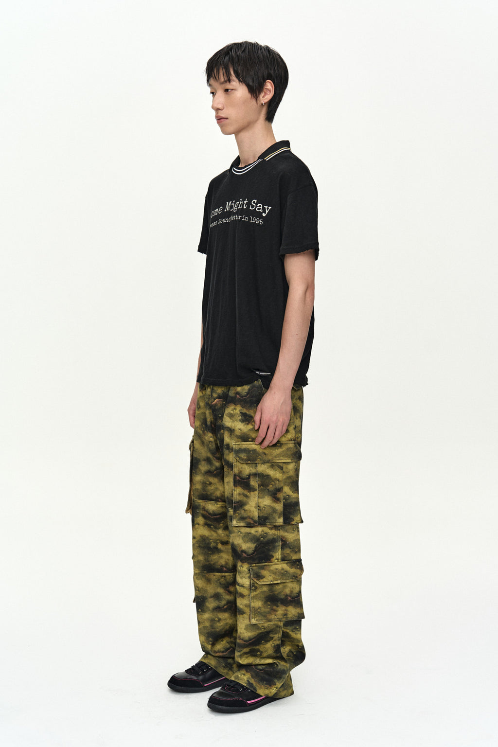 Andersson Bell Unisex Burnout Camouflage-Printed Cargo Jeans
