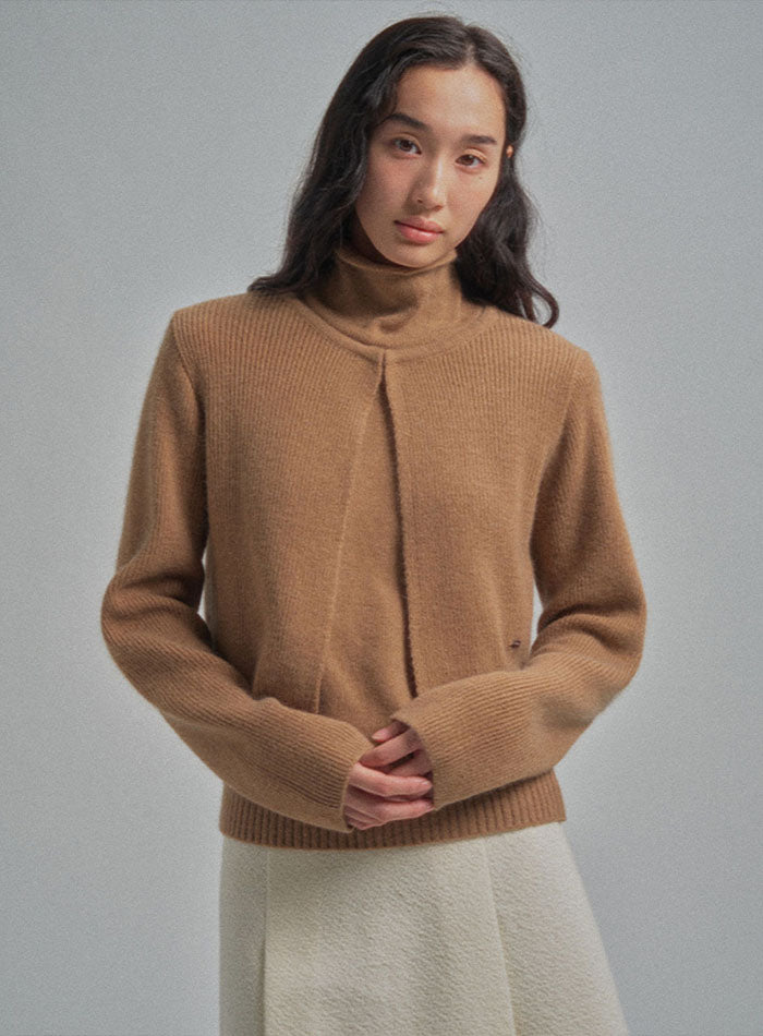 Mango Maniplease Oll Raccoon Cardigan Camel
