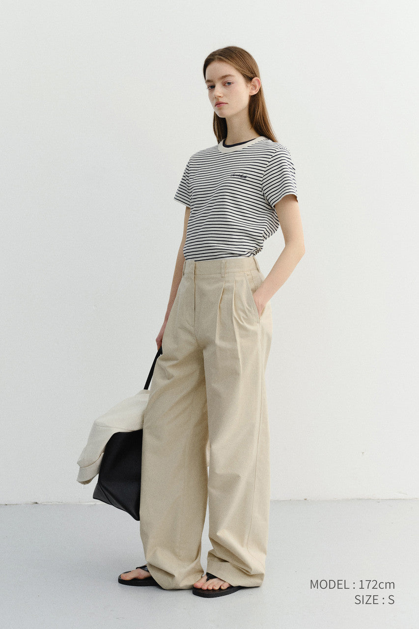 Dunst Essential Stripe Logo T-Shirt Cream Navy Stripe