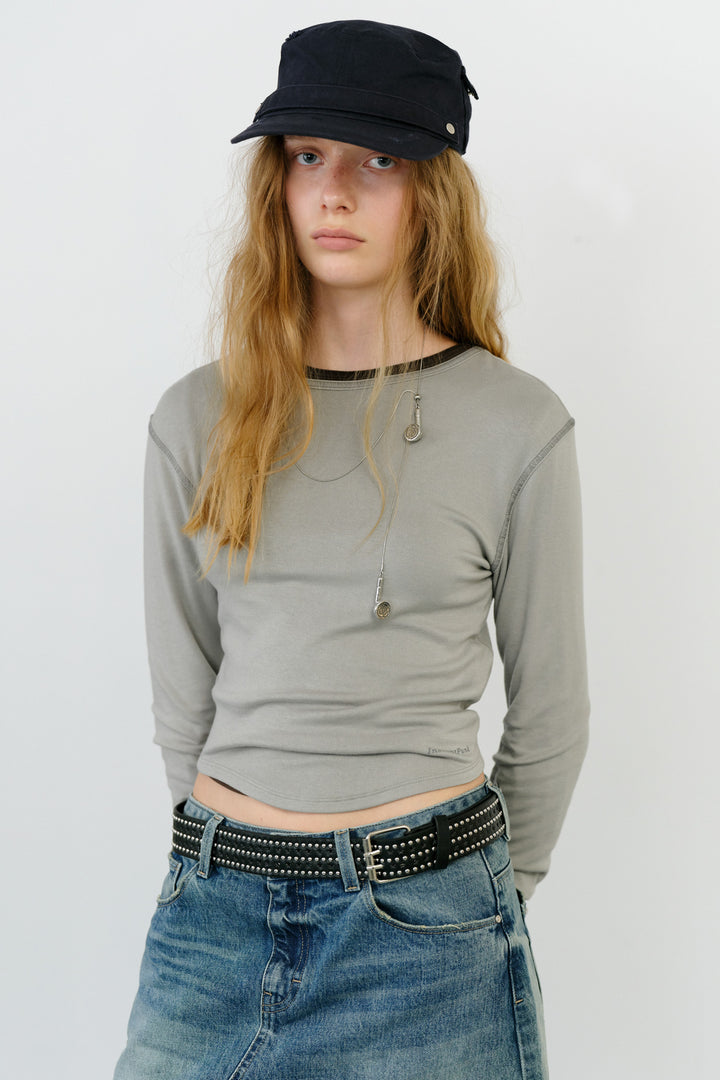 Instantfunk Round Hem Line Tee - Light Grey