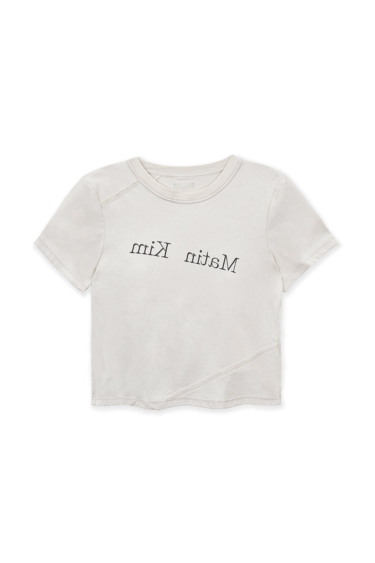 [matinkim] DIAGONAL LOGO REVERSIBLE CROP TOP IN IVORY