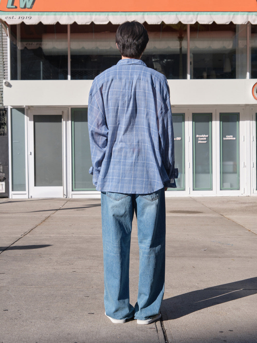 Low Classic Oversized Lc Sheer Checked Shirt Blue