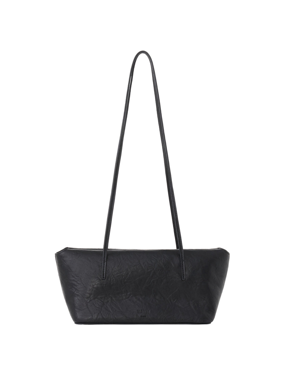 GLOWNY G Wrinkle Leather Shoulder Bag (Black)