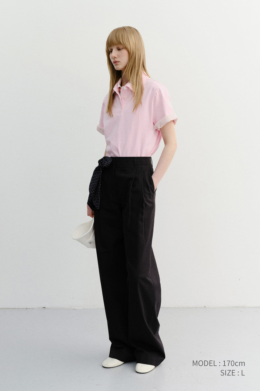 Dunst Cropped Slim Collared T-Shirt Pink