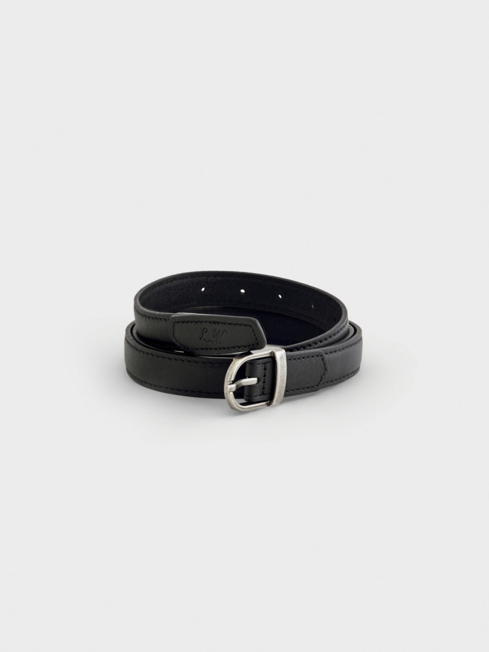 Low Classic Leather Thin Buckle Belt Black